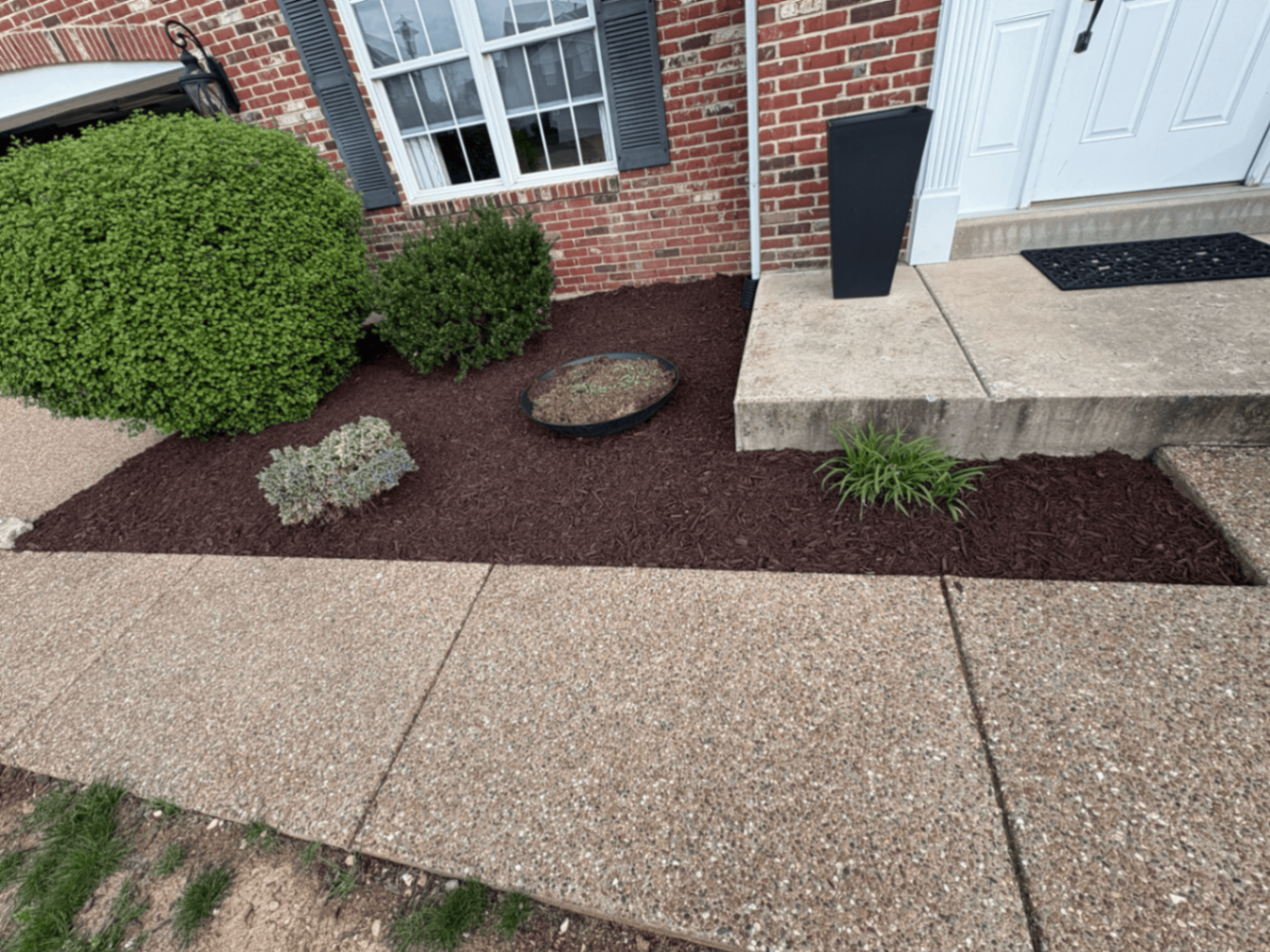 Pinecrest project with clean brown mulch garden bed